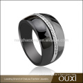 OUXI Fashion New Design Man Jewelry Allergy Free 925 Sterling Silver Micro Pave CZ Black Ceramic Man Ring